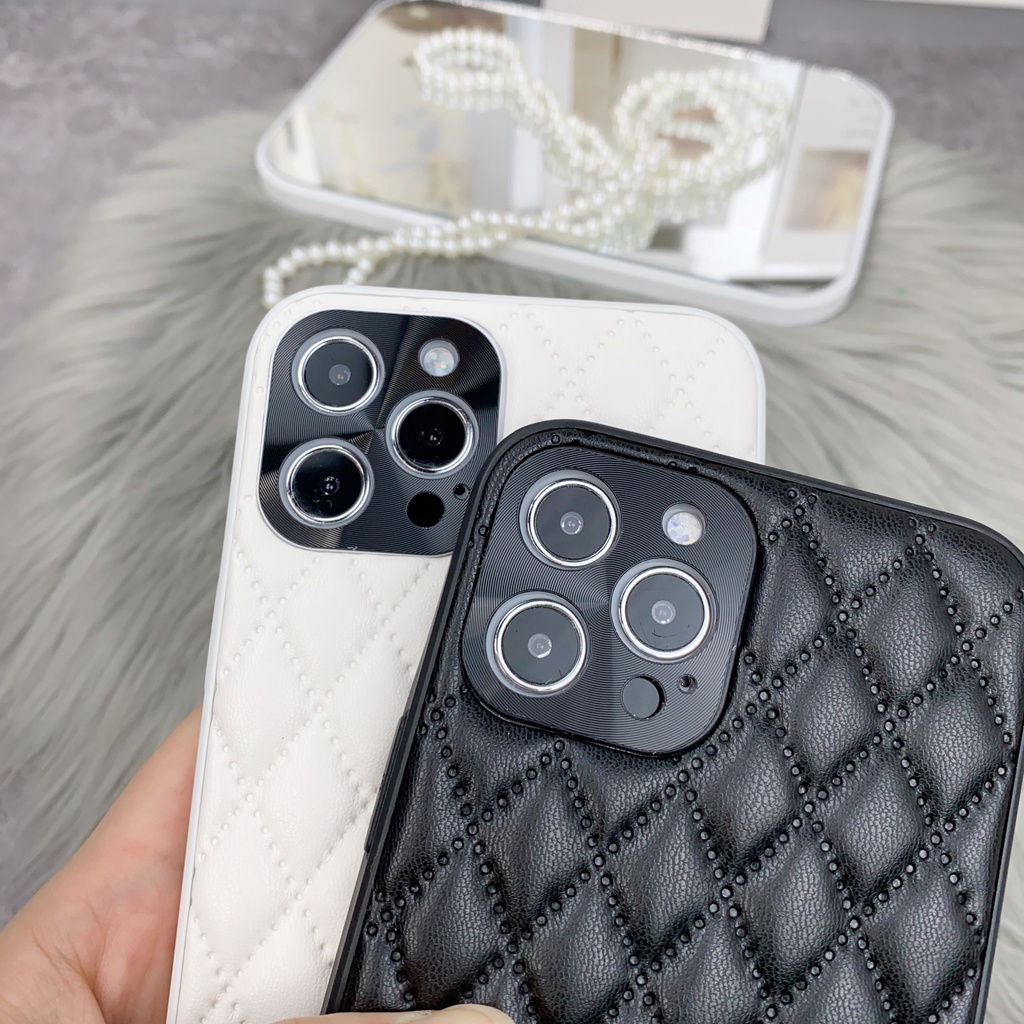 Ốp da thương hiệu hoa chà đen, trắng êm mịn Iphone 7/8/Plus/Xr/X/Xs/Xs Max/11/12/13/14/Pro/Max/Plus/Promax/Prm