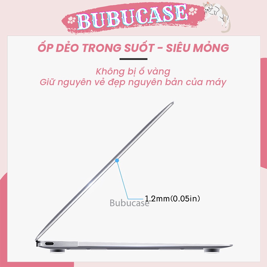 Ốp Macbook - Case Macbook Trong Suốt Nhựa Dẻo Cao Cấp - Full Dòng Macbook 13" - 16"
