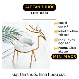 Gạt Tàn - Gạt Tàn Thuốc Lá Hình Hươu Khung Kim Loại Kiểu Bắc Âu Sang Trọng 9484 [MINMAXS]