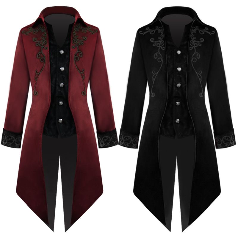 Áo khoác cổ đứng retro chất liệu nhung hóa trang Halloween dành cho nam