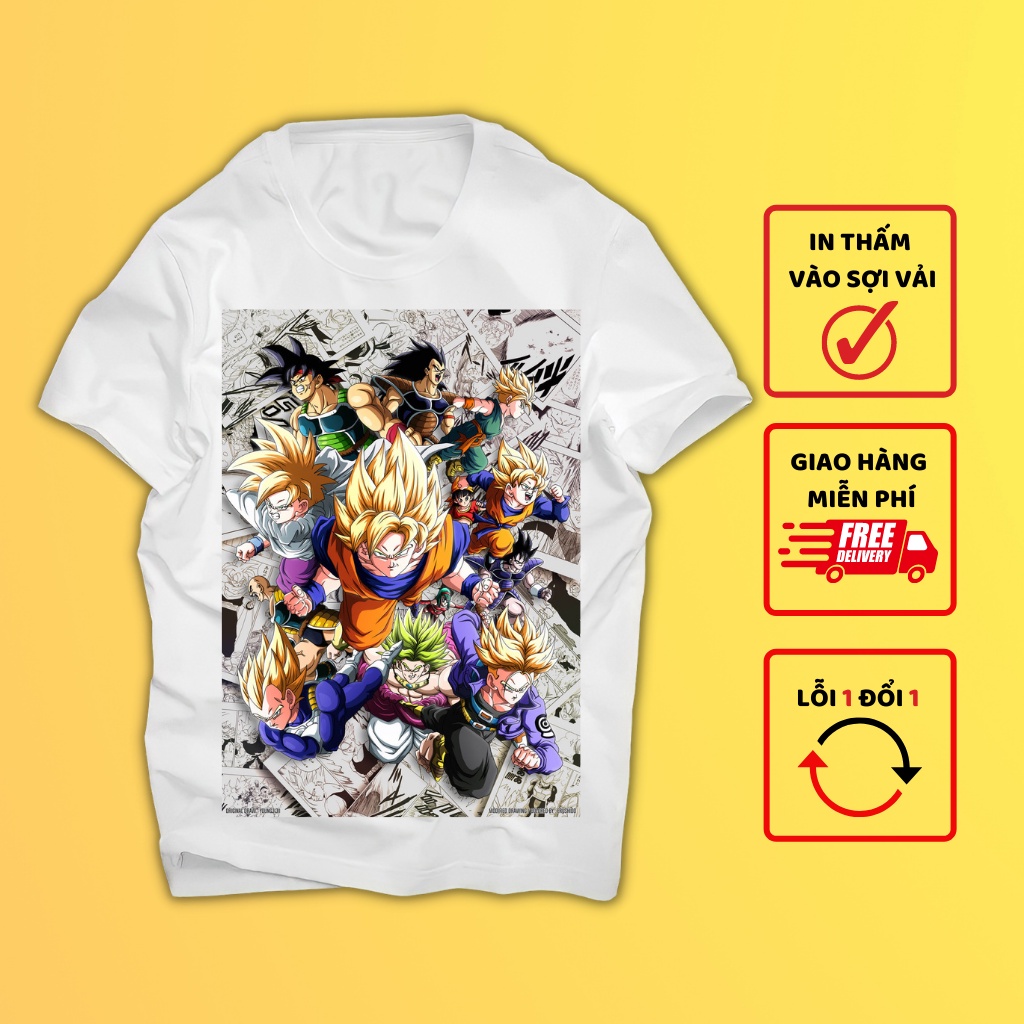Áo Dragonball Songoku Super Saiyan - in thấm vào sợi vải, hình in sắc nét, không bị bong tróc, không ra màu khi giặt