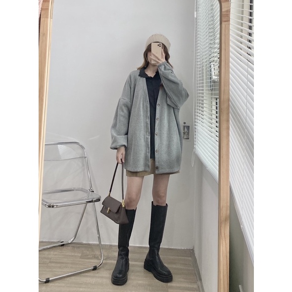 Áo Cardigan nỉ bông cotton ( Ảnh thật )