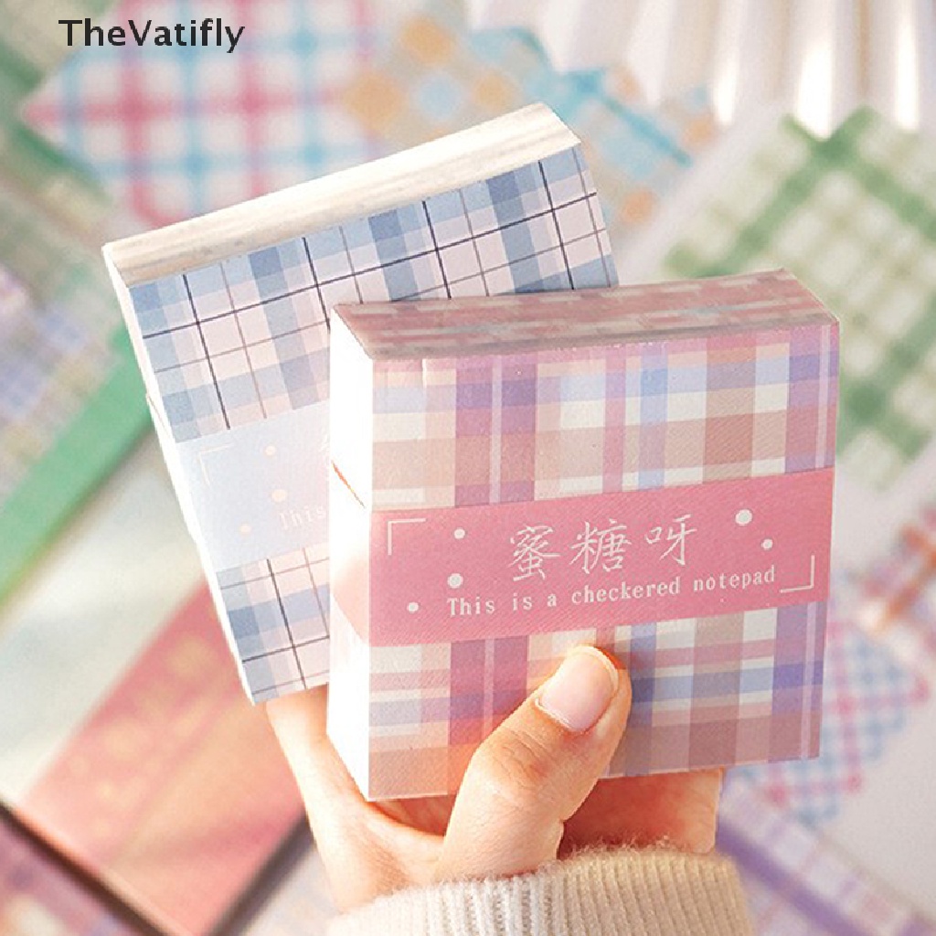Bộ 200 Giấy Ghi Chú Họa Tiết Kẻ Ô Nhiều Màu Sắc Dễ Thương