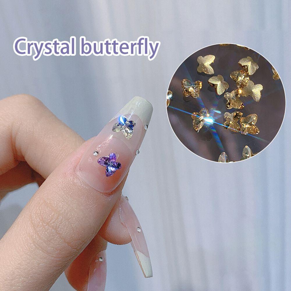 Phụ Kiện Trang Trí Móng Tay Hình Bướm Xinh Xắn|Kim Tuyến Lấp Lánh Tự Làm Trang Sức Kính Thủ Công|Hạt Charm Trang Trí Móng Tay
