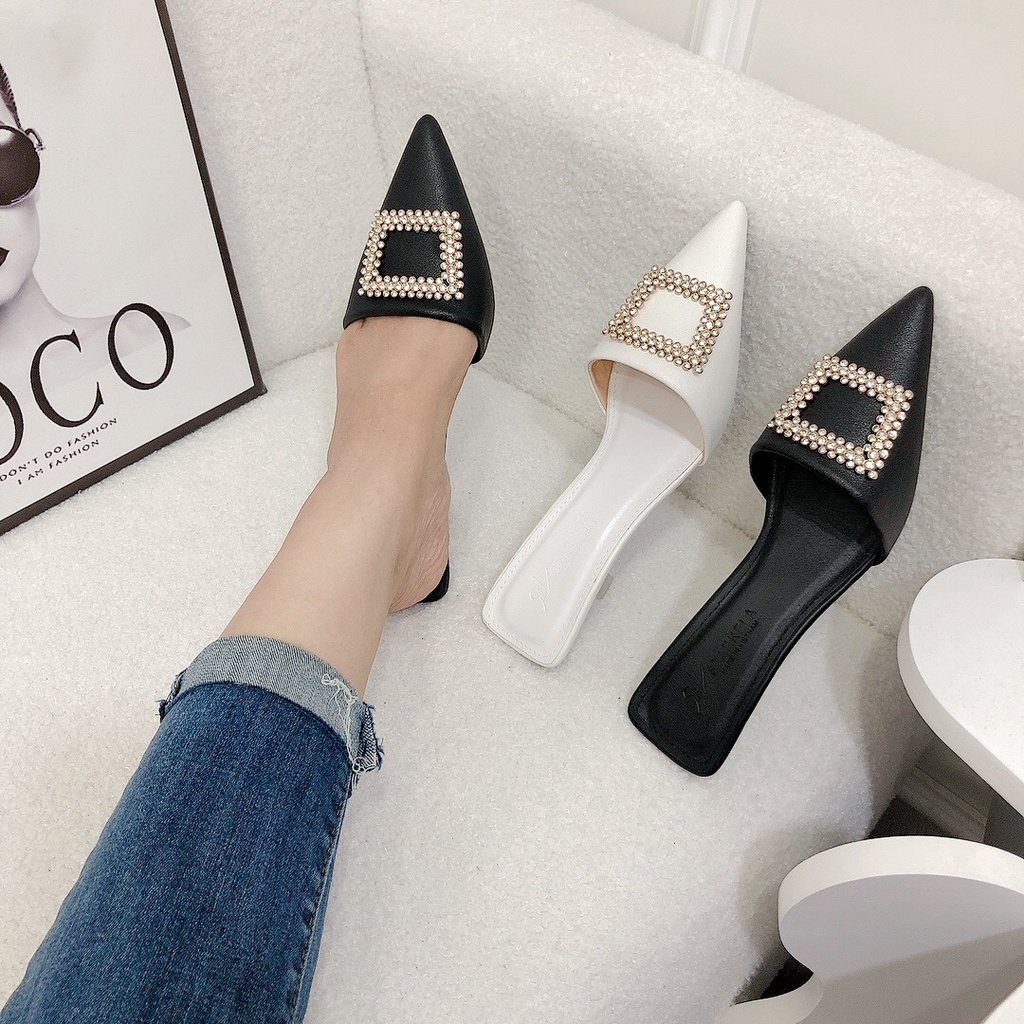 Sục Sabo Bít Mũi 3-5p Khóa Xoàn Đá Cực Sang Hàng Chuẩn Form Mang Êm Chân - Chị Chảnh Store