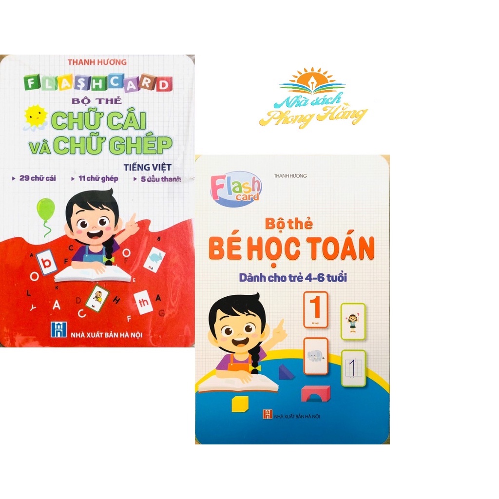 Sách - Combo Thẻ Bé Học Toán và Bộ Thẻ Chữ Cái và Chữ Ghép -Khổ lớn - Dành cho trẻ 4 - 6 tuổi (2 bộ)