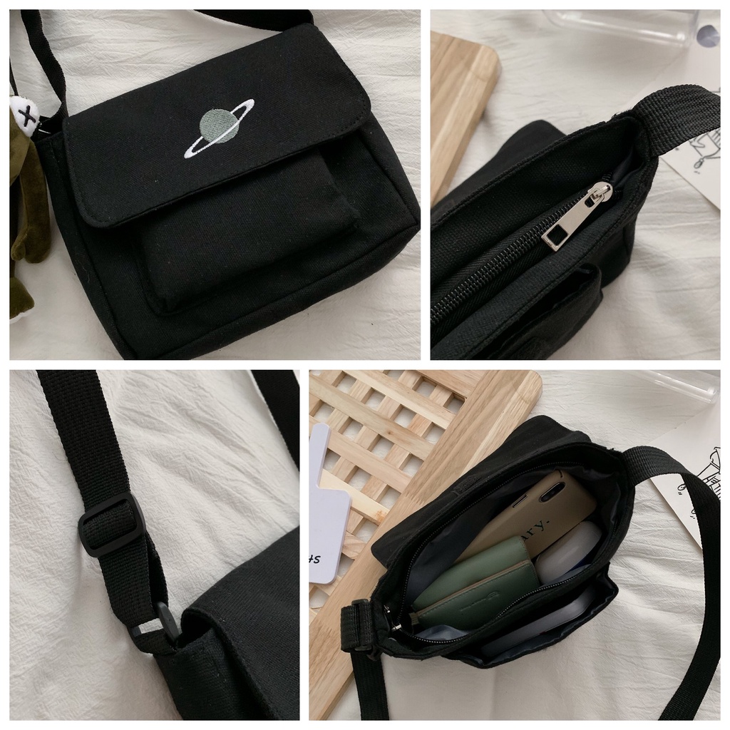 Túi đeo chéo Ulzzang nam nữ vải canvas đi chơi thời trang Hàn Quốc IG102