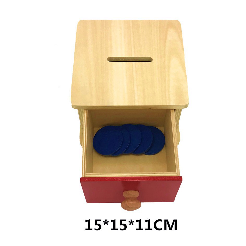 MS7 - Thả đồng xu dẹt vào hộp có lỗ - Giáo cụ Montessori 0-3 tuổi