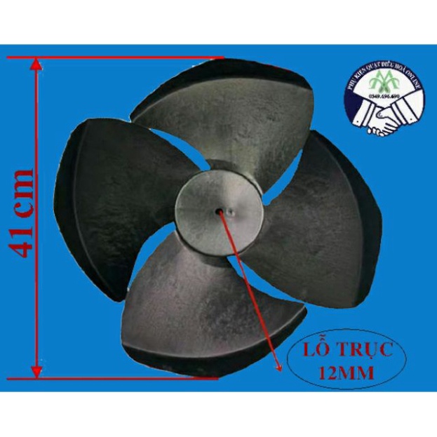 Cánh quạt điều hoà quạt hơi nước 40cm trục 12mm quay ngược vật liệu nhựa dẻo dày độ bền cao