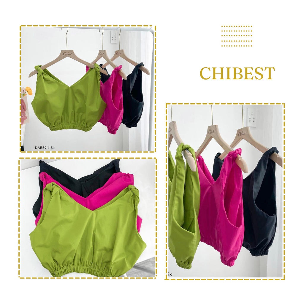 Áo kiểu croptop vai xoắn Bo Eo Tay sat nách chất kate Xinh Xắn CHIBEST DAB59