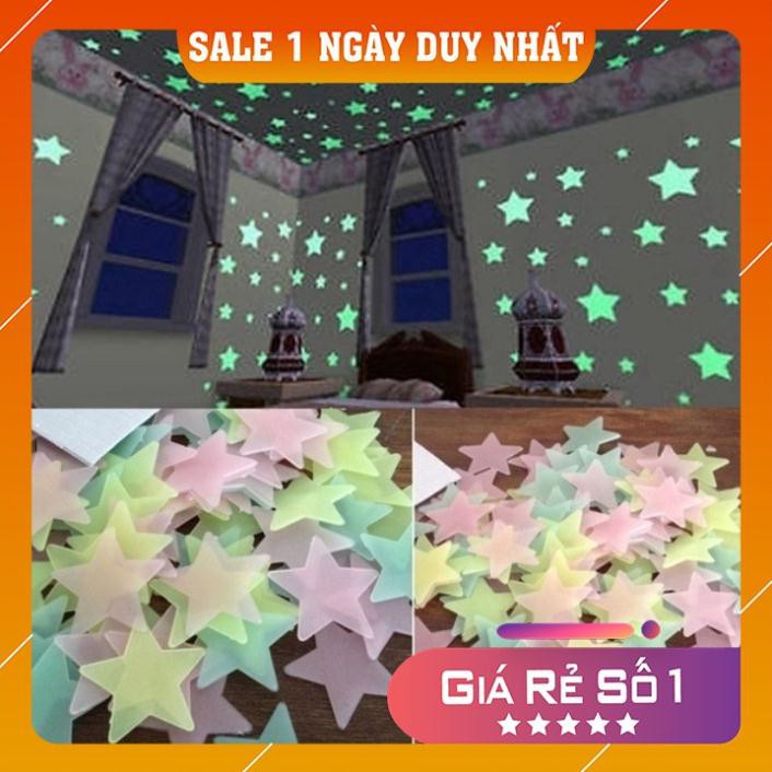 Ngôi sao dạ quang 💕FREESHIP💕 Gói 100 cái ngôi sao phát sáng dán tường trang trí phòng ngủ