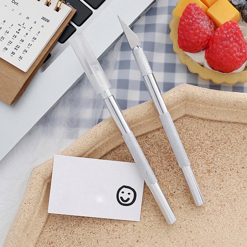 Dao điêu khắc, dao trổ cán kim loại tặng kèm 5 lưỡi dao
