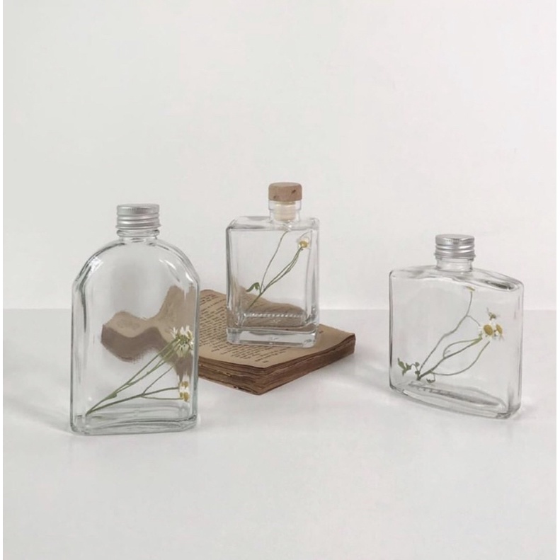 Combo 30 chai thuỷ tinh vuông dẹp/vuông suông/ vuông cổ cao 250ml nắp nhôm