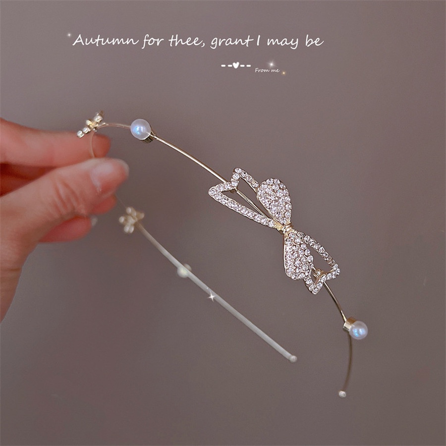 Băng Đô Cài Tóc Bằng Hợp Kim Đính Đá Và Ngọc Trai Dễ Thương