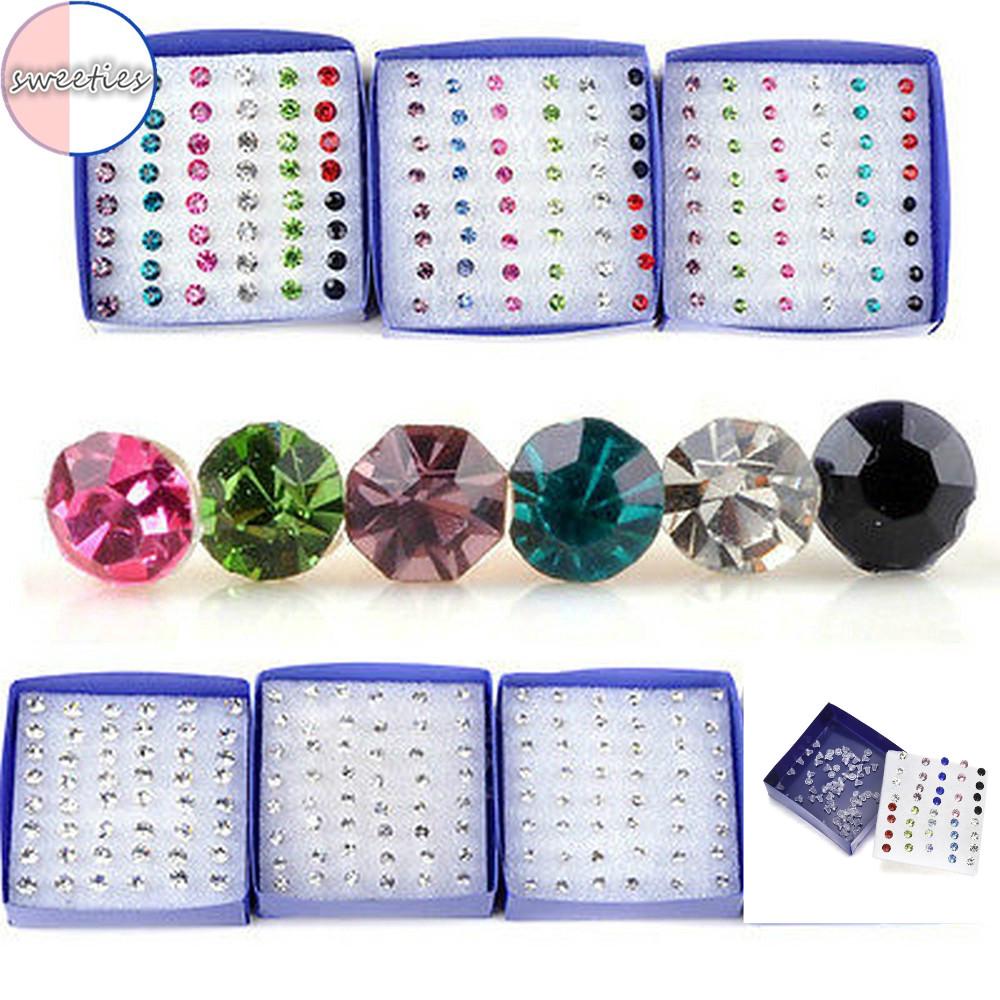 Bộ 20 đôi bông tai đính đá mini 2/3/4/5mm