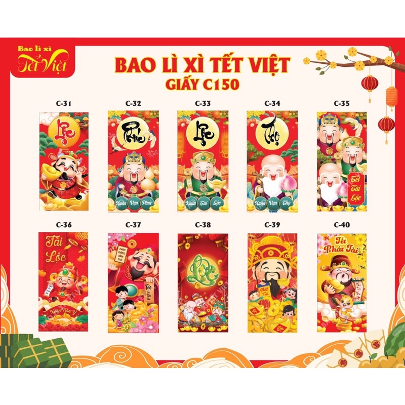 COMBO 50 BAO LÌ XÌ TẾT 2024, MẪU MỚI NHẤT, Mix Nhiều Mẫu Khác Nhau