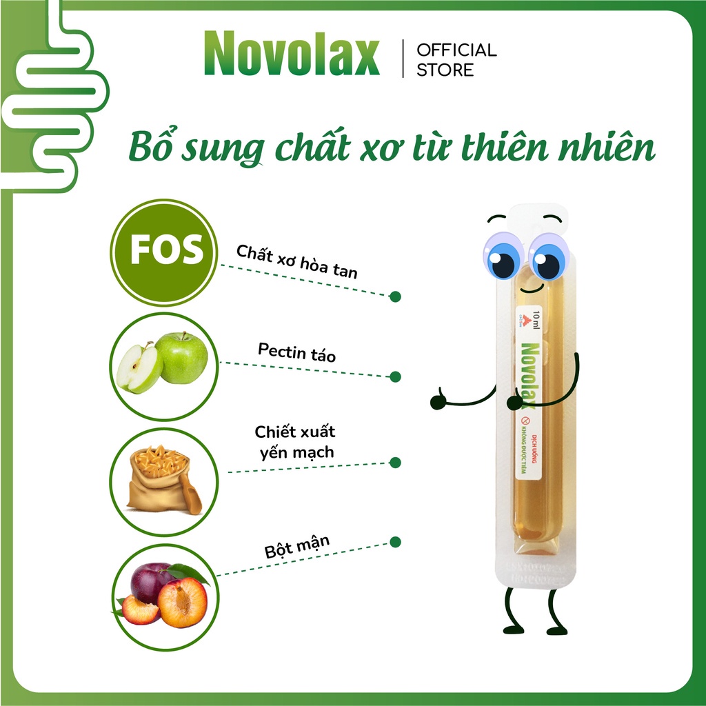 Novolax bổ sung chất xơ hòa tan, giảm táo bón, tốt cho tiêu hoá (hộp 20 ống)