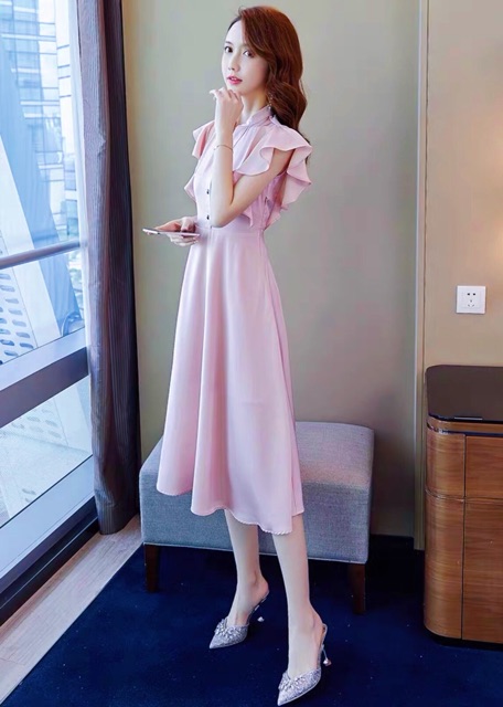 Đầm hồng cánh tiên nút đen (kèm hình thật) | BigBuy360 - bigbuy360.vn