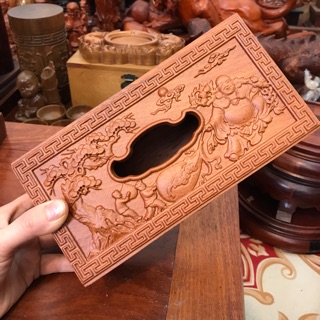 Hộp đựng khăn giấy ăn gỗ hương hình chữ nhật kích thước 23*12