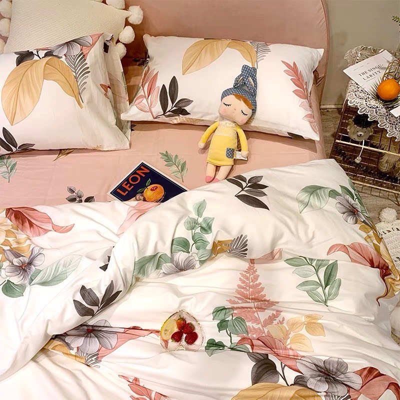 Bộ Chăn Ga Gối ❤️ Cotton living 100% cao cấp đủ size đệm ga giường họa tiết kẻ phong cách Hàn Quốc