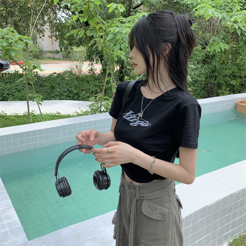 Áo Thun Nữ Cổ Tròn Ngắn Tay In Hình Thời Trang Mùa Hè