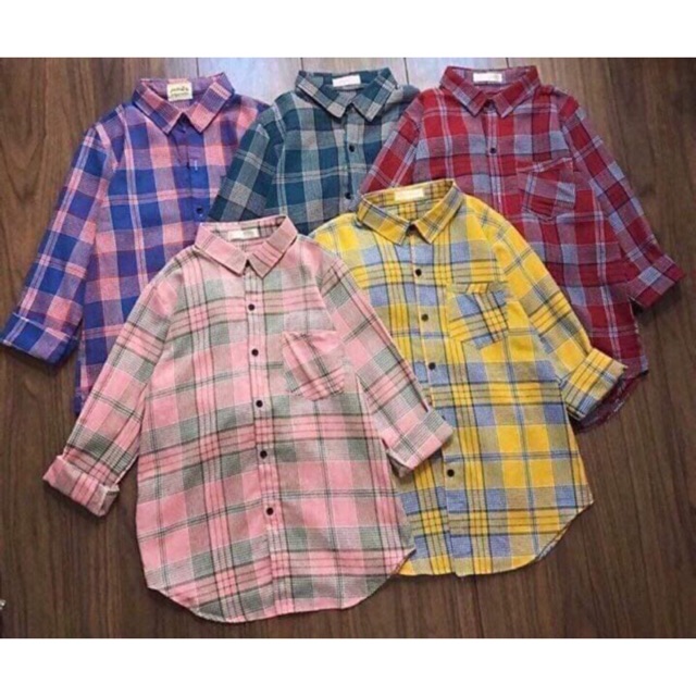 Áo sơ mi nữ kẻ caro nhiều màu 45-60kg