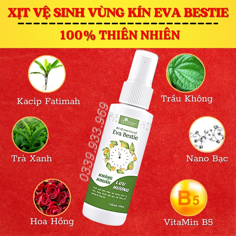 Xịt Vệ Sinh Phụ Nữ Eva Bestie I'm Nature - Kháng Khuẩn, Khử Mùi Vùng Kín, Lưu Hương Quyến Rũ 100ml