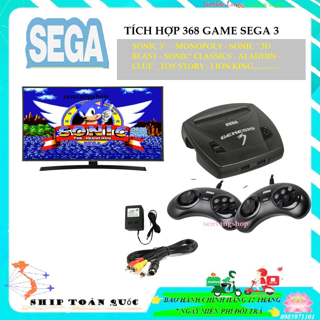 💯 Freeship 💯 Máy chơi trò chơi trẻ em SEGA3 - SONIC ,.... -6 nút Sega Mega Drive 16bit thế hệ 3 Tặng 2 tay cầm
