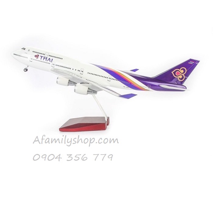 Mô hình máy bay tĩnh B747 Thai Airways 47cm có bánh xe và đèn led