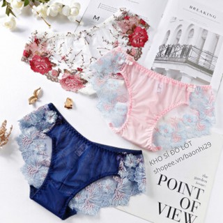 Set 3 quần lót ren thêu hoa hồng sexy tinh tế R02