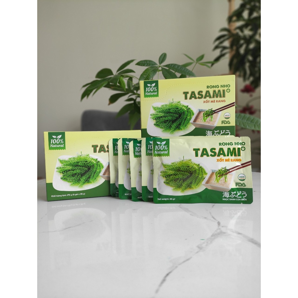 Combo 5 gói Rong Nho Tasami Giàu Dinh Dưỡng Xốt Mè Rang - 5 gói * 35g - Công Nghệ Tách Nước Tiêu Chuẩn Nhật Bản