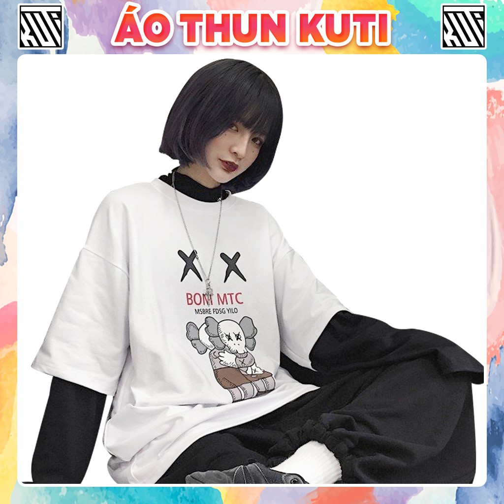 Áo Thun Tay Lỡ Kaws Bom MTC Unisex Kuti Basic Tee Phông Trơn Nam Nữ Form Rộng Oversize 3 Màu Phong Cách Ulzzang Hàn Quốc