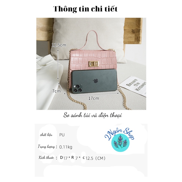 Túi Xách Nữ Đeo Chéo Thời Trang Họa Tiết Da Cá Sấu Kiểu Đơn Giản 2Ngân shop 2N003