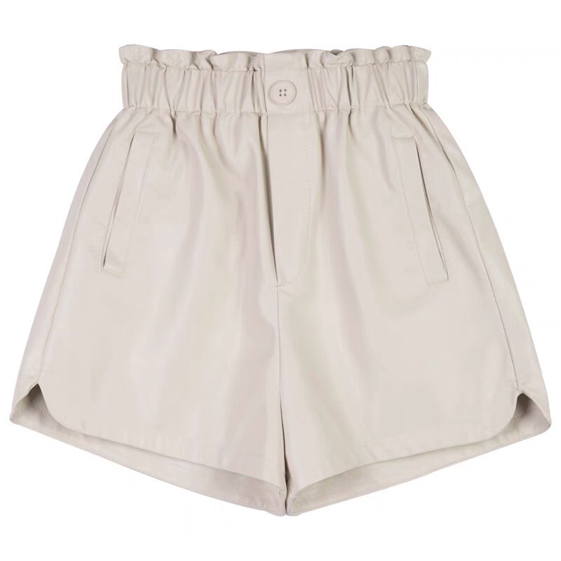 Quần Short Da Nữ Cạp Bèo Đính Cúc, Quần Đùi Dáng Rông Màu Siêu Xinh | BigBuy360 - bigbuy360.vn