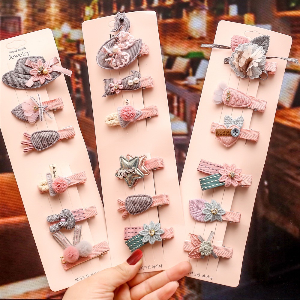 Set kẹp tóc vải thiết kế xinh xắn đáng yêu dành cho bé gái