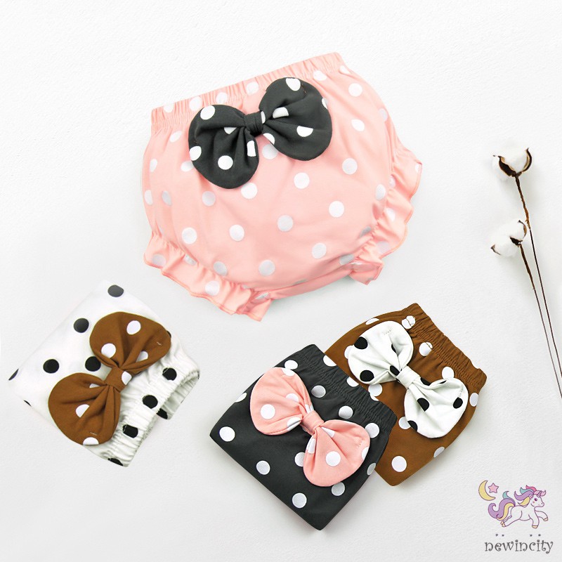 Quần Lót Cotton Chấm Bi Thắt Nơ Cho Bé
