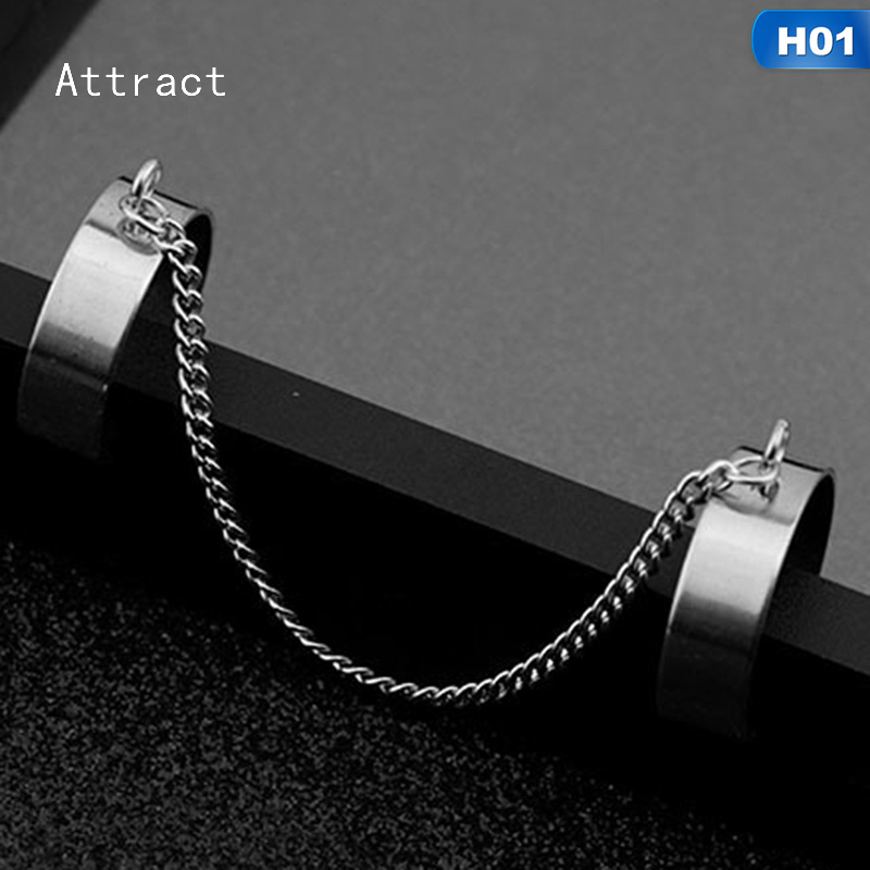 Attract connecting finger ring Punk Style Stainless steel chain Finger Knuckle BTSARMY Opening Rings Charm Set