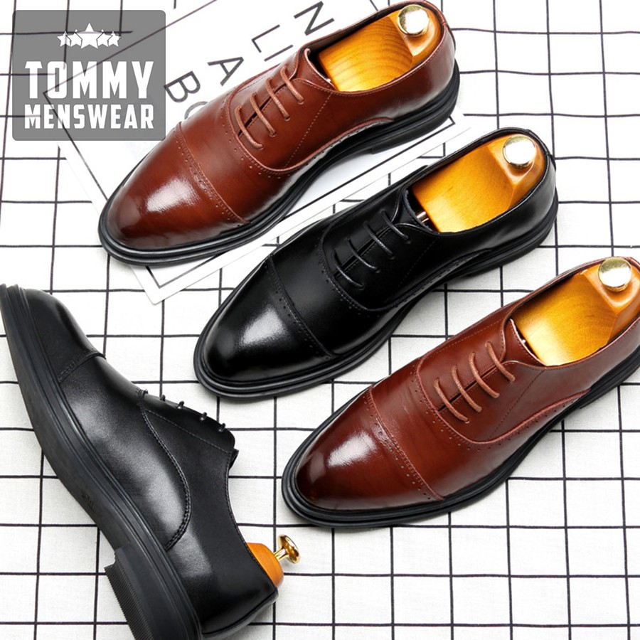 Giày Da Nam Đẹp - TẶNG TẤT - Giày Da Bò Nam Oxford Sang Trọng Đẳng Cấp GD91