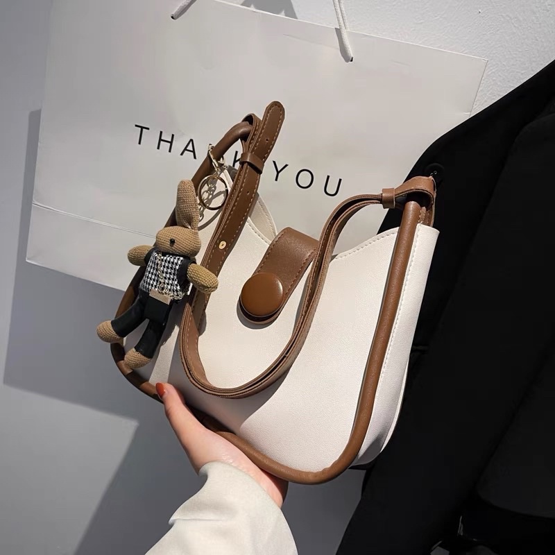 Túi Đeo Vai Da PU Ba Màu Phong Cách Công Sở Thời Trang Vintage