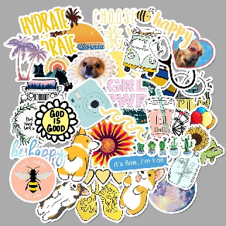 Set 50 sticker kháng nước họa tiết dễ thương