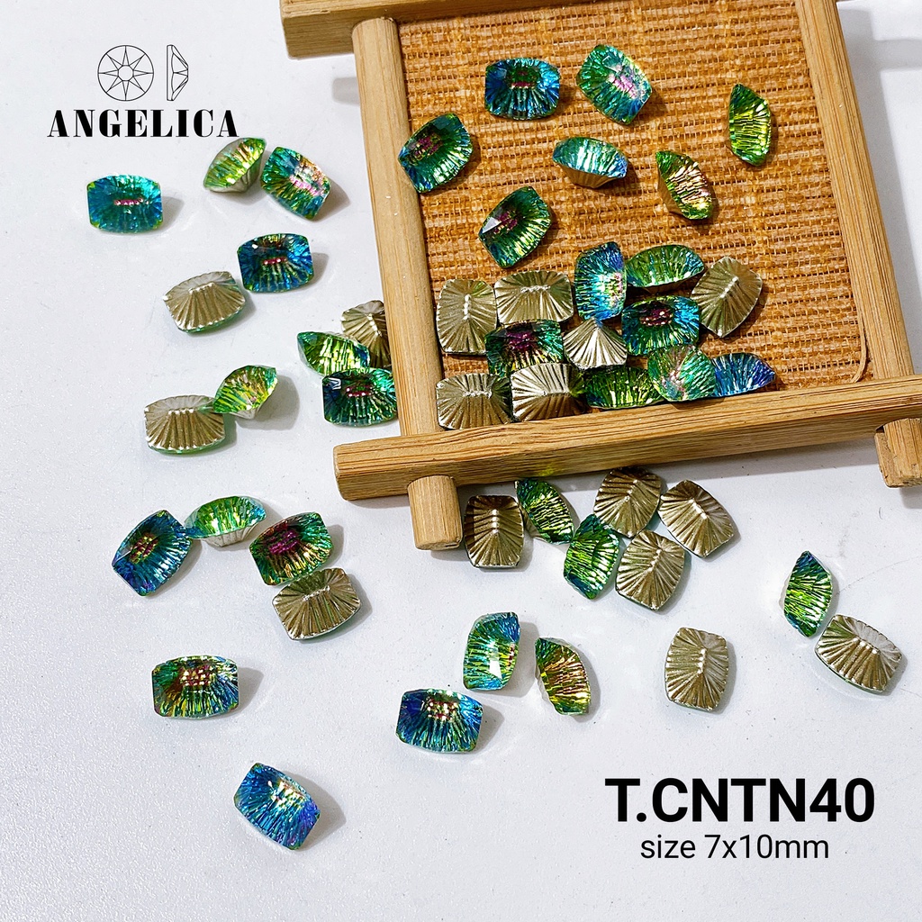 Túi 5 Viên Đá khối Nail Ngọc Hình Chữ Nhật Chân Vàng Trang Trí Móng ANGELICA T.CNTN