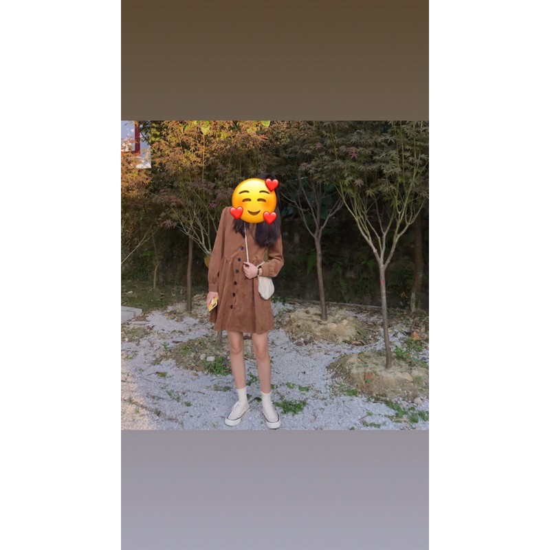 Đầm nhung dáng xoè dễ thương - Váy thu đông nhung dài tay xinh