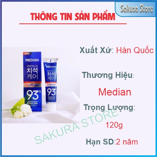 Kem đánh răng median dental IQ 93% Hàn Quốc 120g giúp trắng răng loại bỏ mùi hôi miệng
