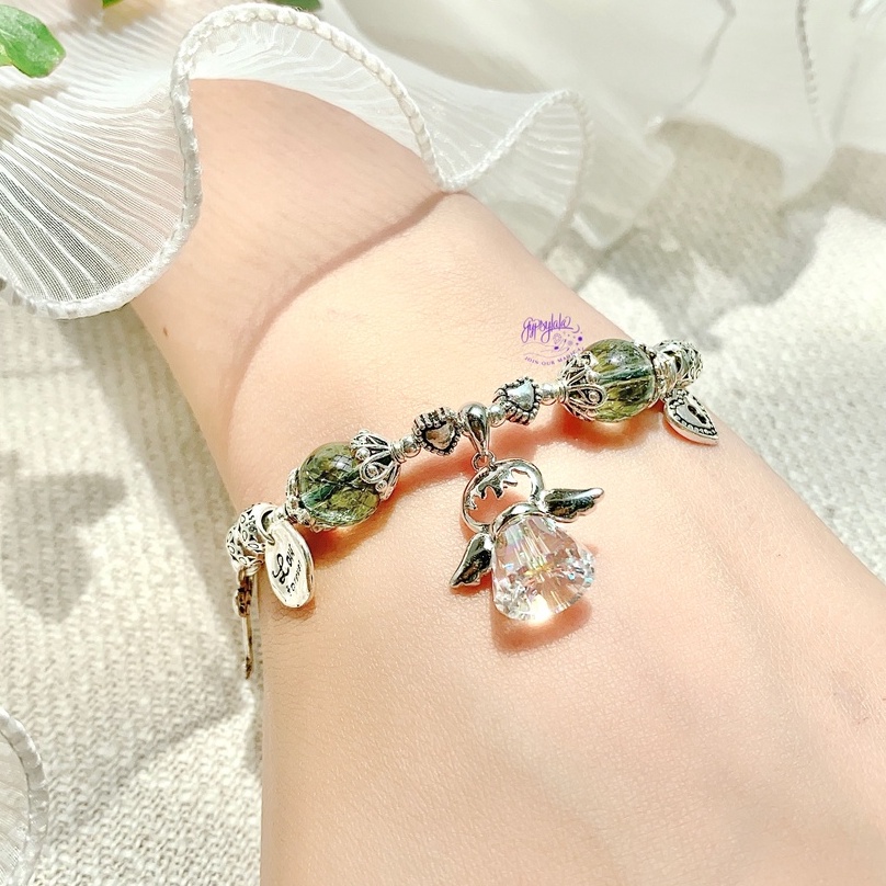 Vòng Tay Thiên Thần Đá Thạch Anh Tóc Xanh Thiên Nhiên Năng Lượng Tài Lộc SP004150 Gypsy.lala