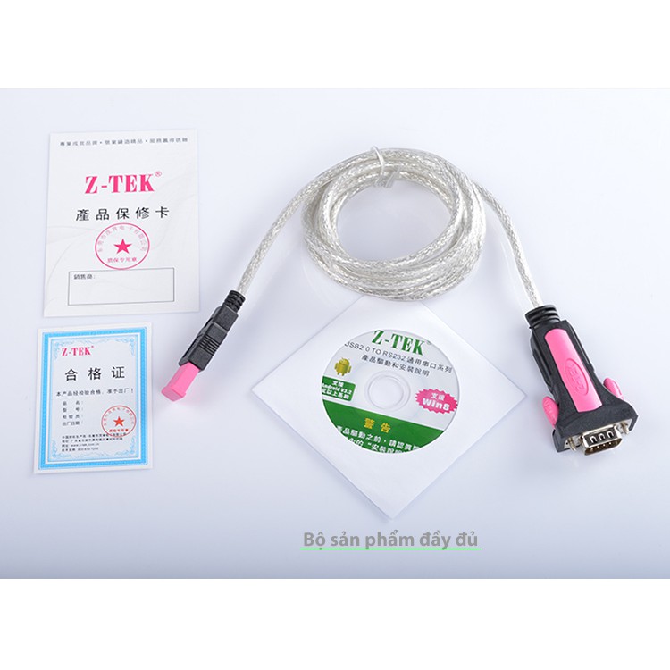 Cáp chuyển USB sang RS232/DB9 chipset FTDI-FT232 1.5 mét Z-TEK ZE533A