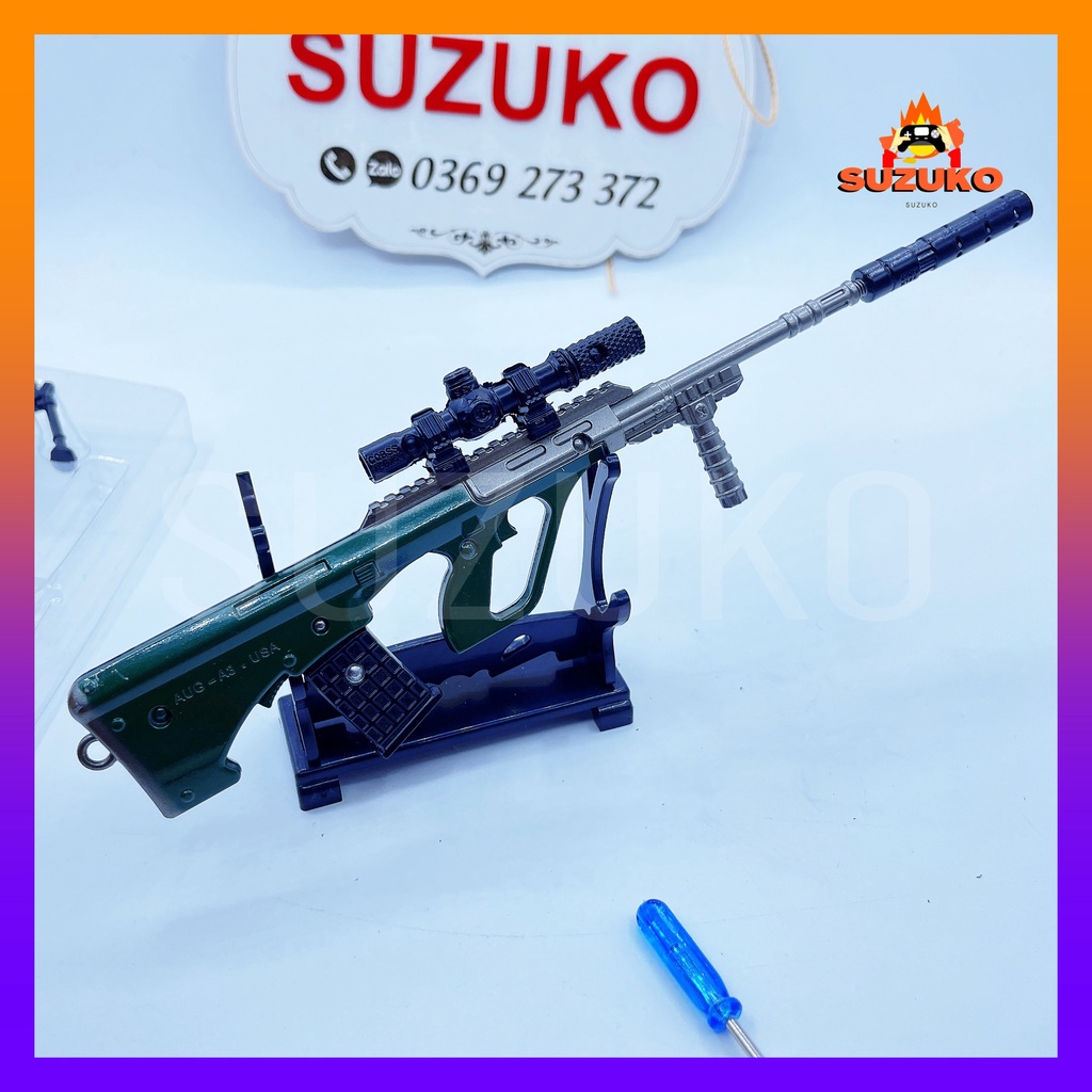 Mô hình súng kim loại lắp ráp pubg, csgo free fire đồ chơi lắp ráp AUG Original nhân vật dài 20cm sưu tầm