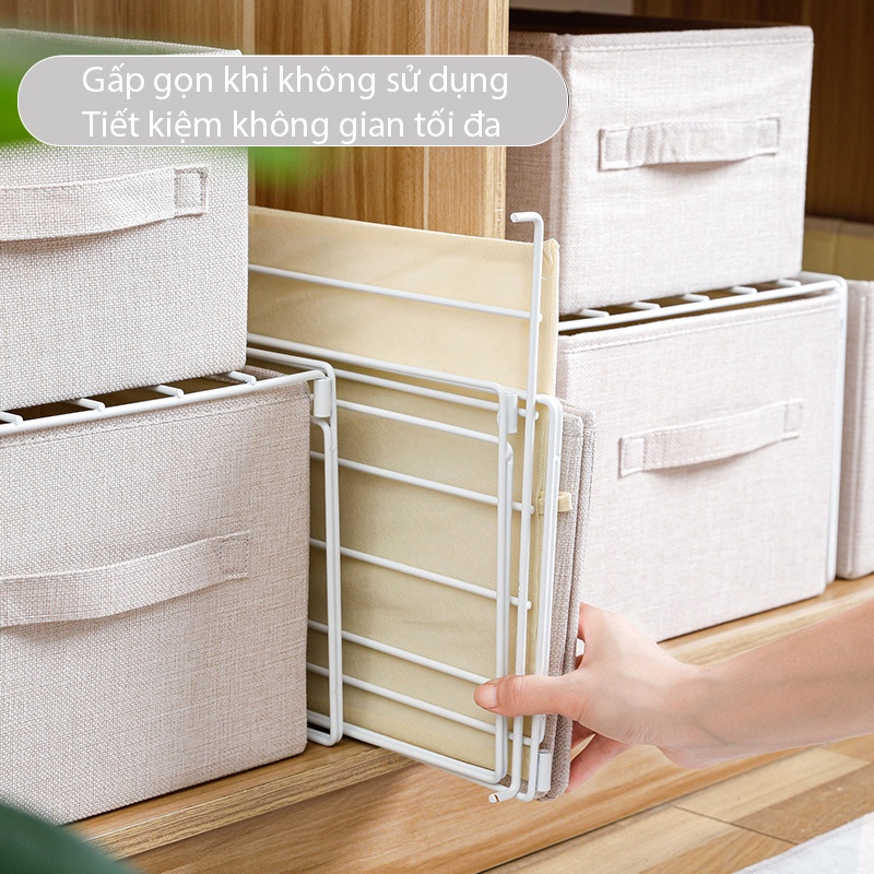 Kệ chia ngăn tủ quần áo chất liệu thép mạ sơn tĩnh điện, giá đỡ hộp đựng quần áo gấp gọn BeeJoo