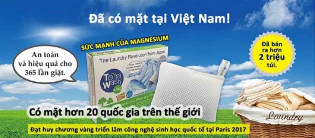 <Chính hãng> Túi giặt Terra Wash Nhật Bản.  Túi giặt thông minh 125gr magie.