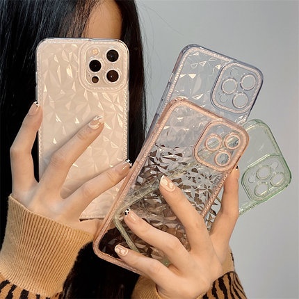 Ốp Điện Thoại Trong Suốt Kết Cấu Kim Cương Cho iPhone 14 13 Pro MAX i11 11 12 Pro MAX IPX 7Plus 8Plus Xr XS MAX i8 7 SE2020