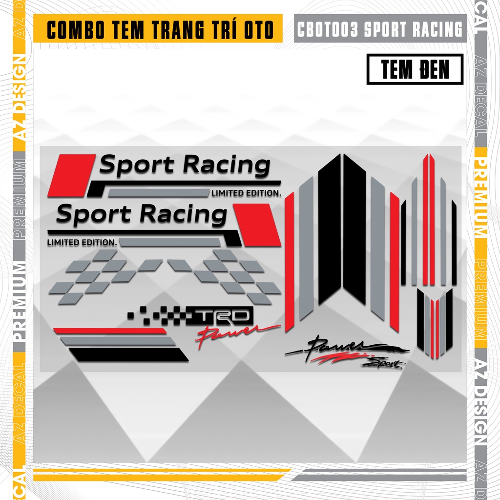 Tem Xe Ô Tô Đa Vị Trí Chủ Đề Sport Racing | CBOTO03 | Chống Nước - Chống Phai - Dễ Dán Tại Nhà